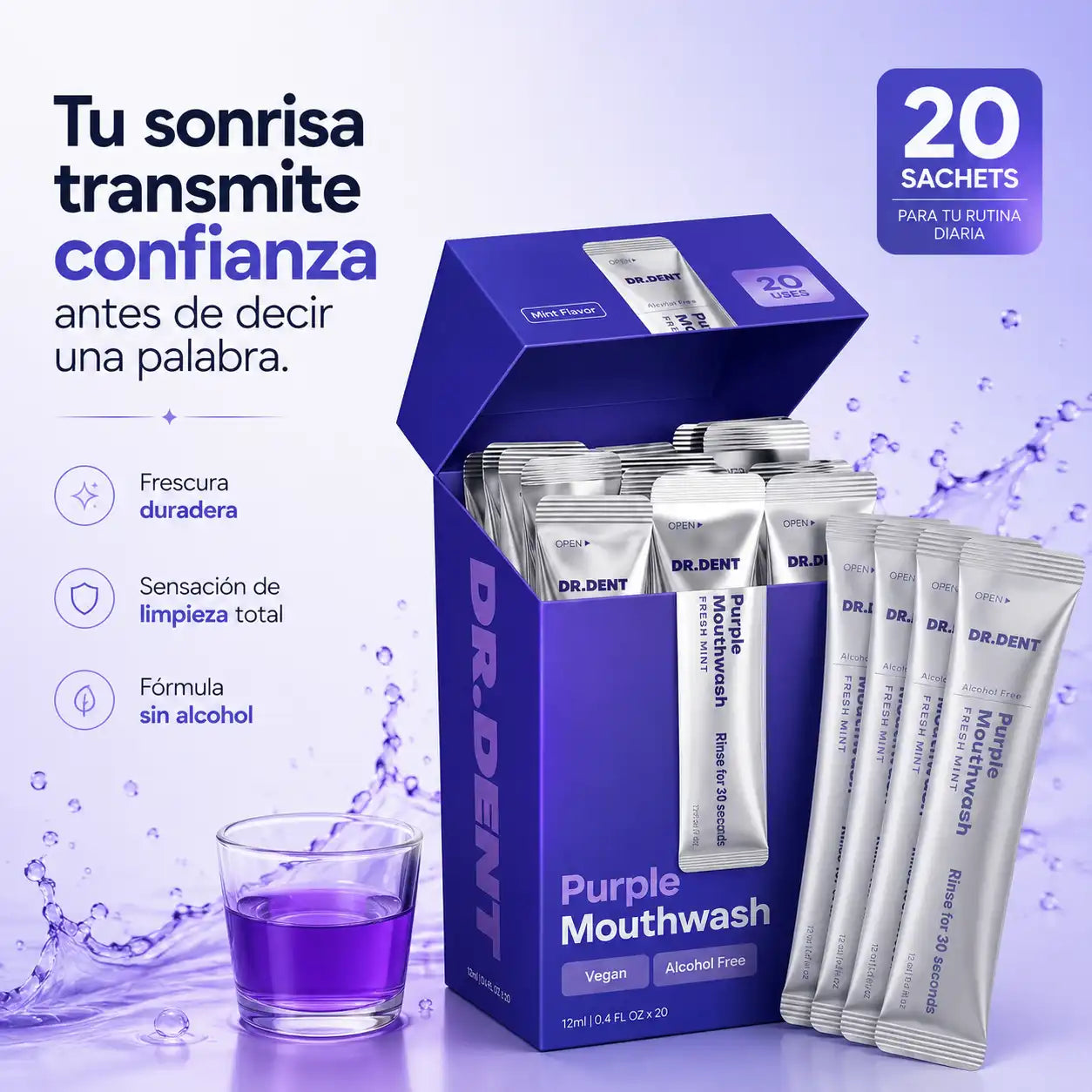 AVALER™ Purple Mouthwash Sonríe con más confianza.